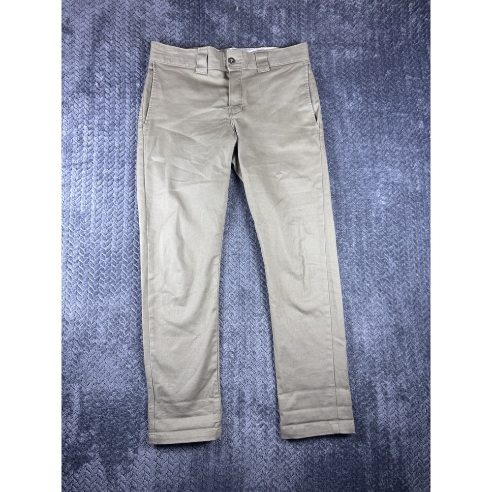 Dickies Chino Pants Mens 30x26 Tan Twill Workwear Flex Slim Skinny Leg WP803BT